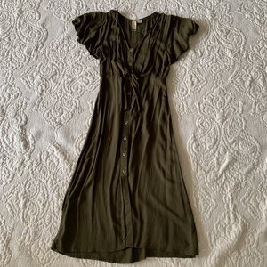 Dark forest green midi dress